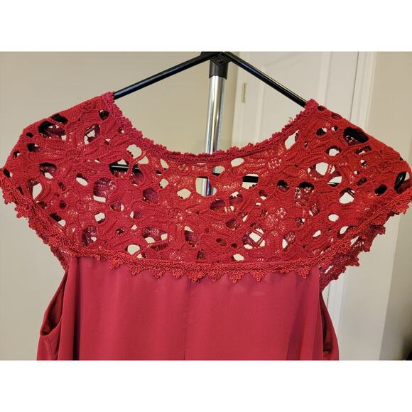 Altard State Dress Womens S Red Crocheted Lace Neck Fit Flare - Picture 4 of 5